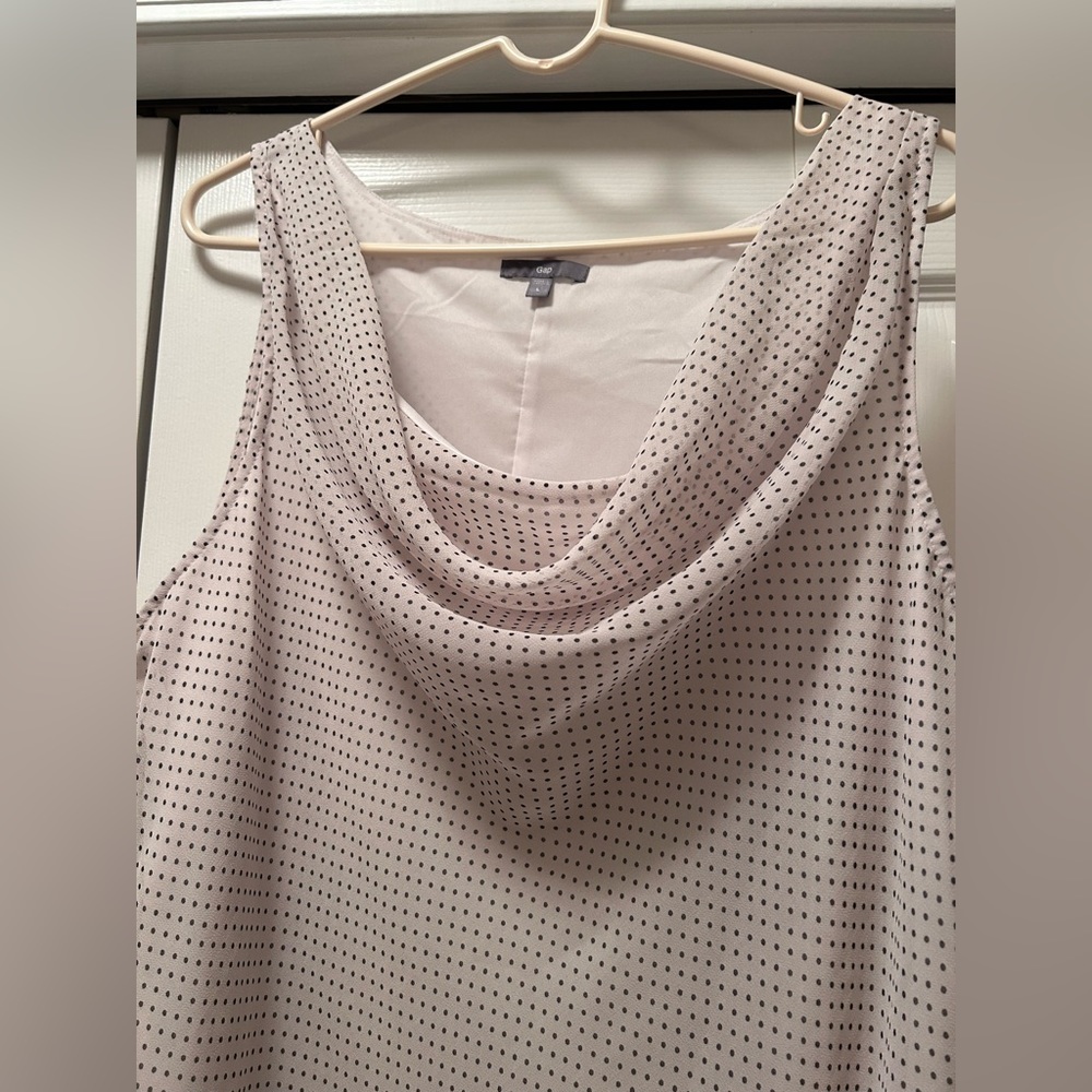 Gap (L) White Black Dots Blouse